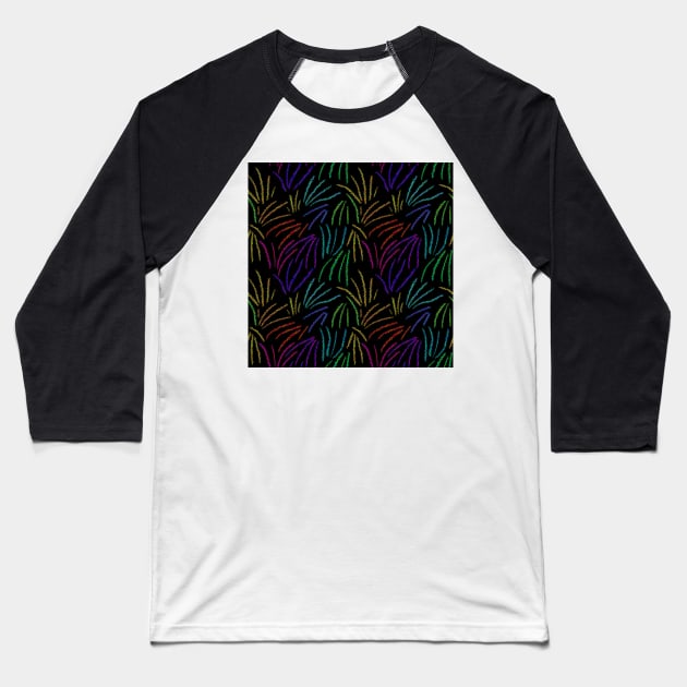 Rainbow Sketchy Lines Baseball T-Shirt by JamieWetzel